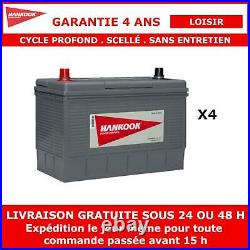 4x Hankook 12V 130Ah Batterie Décharge Lente Pour Caravane, Camping Car Bateau