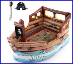 Bateau Pirate Gonflable avec Moteur Intégré Épée et Chapeau de Pirate pour 3+Ans