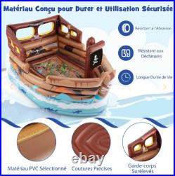 Bateau Pirate Gonflable avec Moteur Intégré Épée et Chapeau de Pirate pour 3+Ans