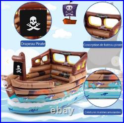 Bateau Pirate Gonflable avec Moteur Intégré Épée et Chapeau de Pirate pour 3+Ans