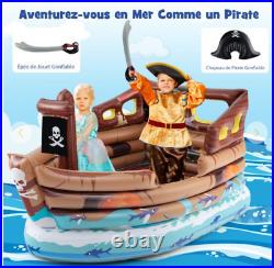 Bateau Pirate Gonflable avec Moteur Intégré Épée et Chapeau de Pirate pour 3+Ans