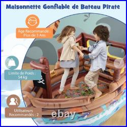 Bateau Pirate Gonflable avec Moteur Intégré Épée et Chapeau de Pirate pour 3+Ans