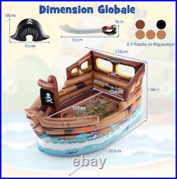 Bateau Pirate Gonflable avec Moteur Intégré Épée et Chapeau de Pirate pour 3+Ans