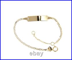 Bracelet or Jaune 18K, pour Enfant, Jersey Bateau Et Plaque Pour Gravure
