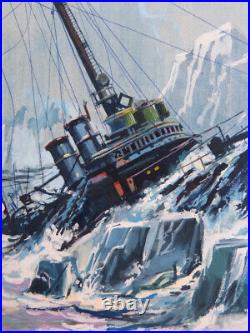 Dessin original gouache pour la couverture de TYPHON N°30 (1981) Bateau navire