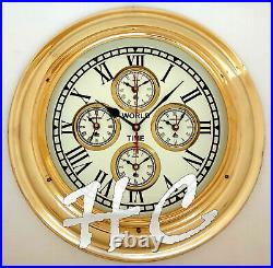 Horloge murale 17 en laiton poli horloge mondiale pour bateau nautique décor