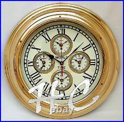 Horloge murale 17 en laiton poli horloge mondiale pour bateau nautique décor