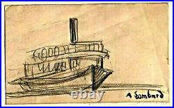 Le bateau pour porquerolles dessin 1937 signé de alfred lombard