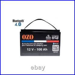 OZO Batterie Lithium LifePO4 12V 100 Ah Pour Camping cars et Bateaux
