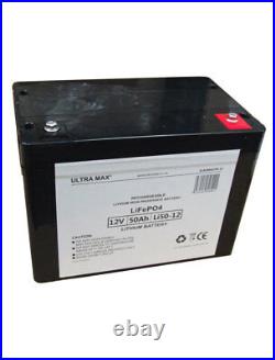 ULTRAMAX 12v 50Ah LiFePO4 Batterie Pour Télécommande Voitures, Bateaux, Avion