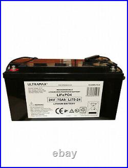 ULTRAMAX 24v 75Ah LiFePO4 Batterie Pour Télécommande Voitures, Bateaux, Avion