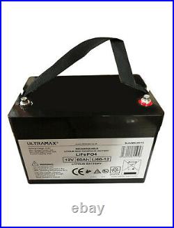 ULTRAMAX Loisirs Batterie 12v 60Ah LiFePO4 Lithium Pour Bateaux, Yacht, Caravane